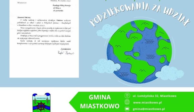 Podziękowania dla Wójta Gminy Miastkowo za Współpracę podczas Dożynek Gminno-Parafialnych